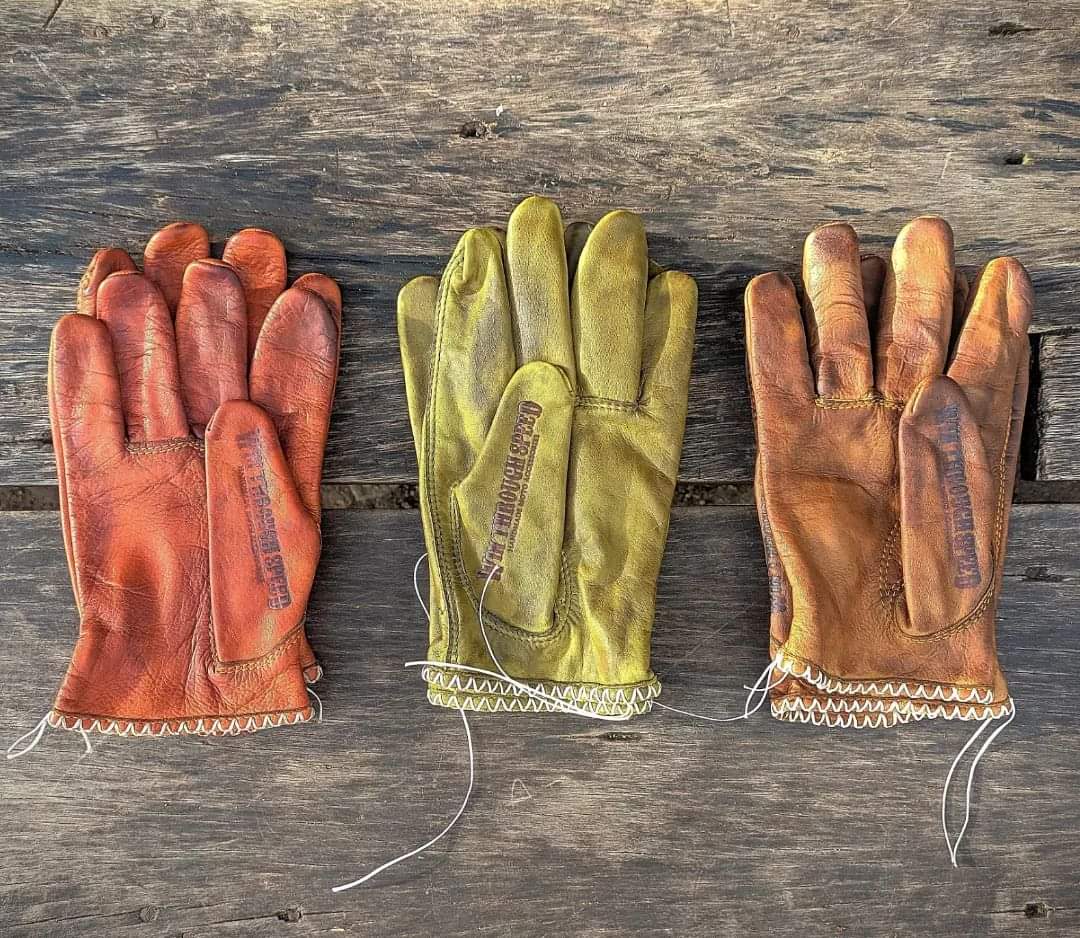 Leather Gloves Vintage Yellow